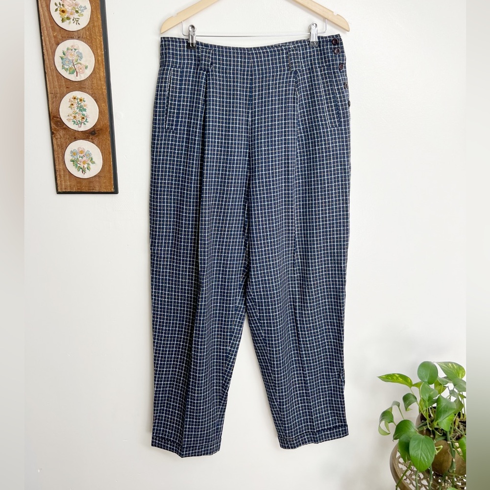 Vintage 90s High Waisted Plaid Woven Tapered Trousers size large